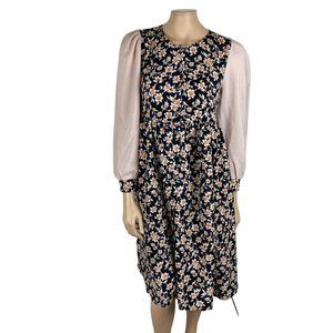 Handmade Cottagecore Long Sleeve Button Down Floral Dress Small